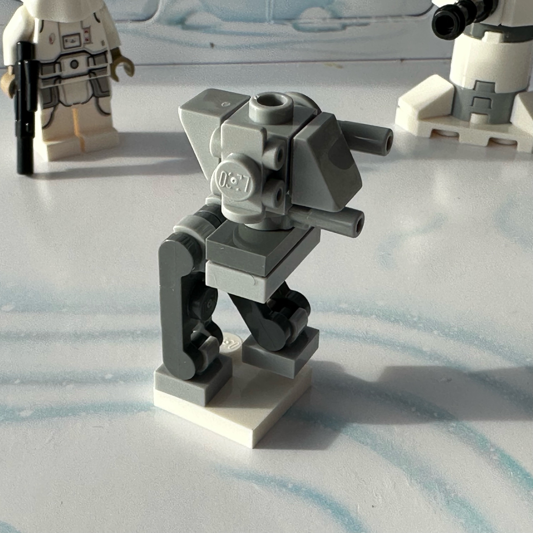 Another angle of a LEGO microscale build of an AT-ST walker from Star Wars