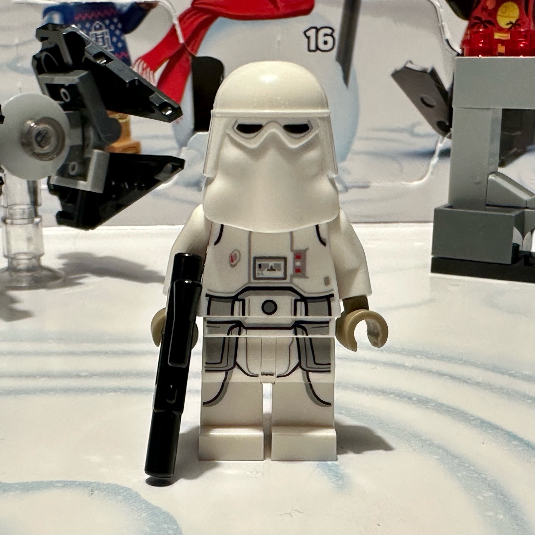 LEGO Snowtrooper minifigure holding a blaster