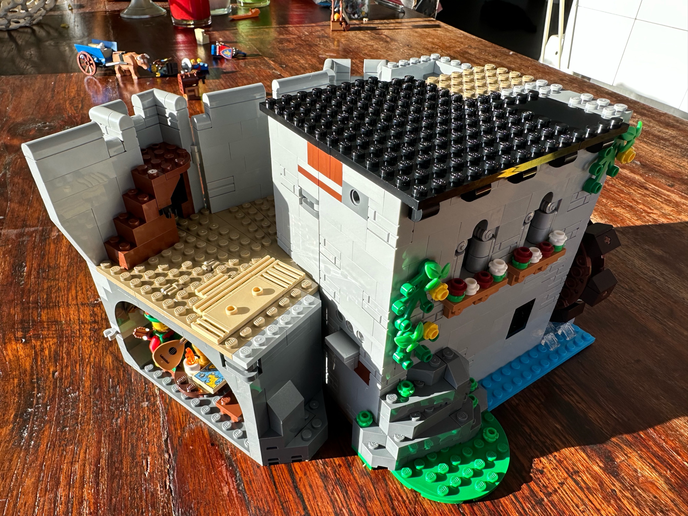 Exterior view of LEGO castle closed on its hinges. The two previous photos showed it in the open position.