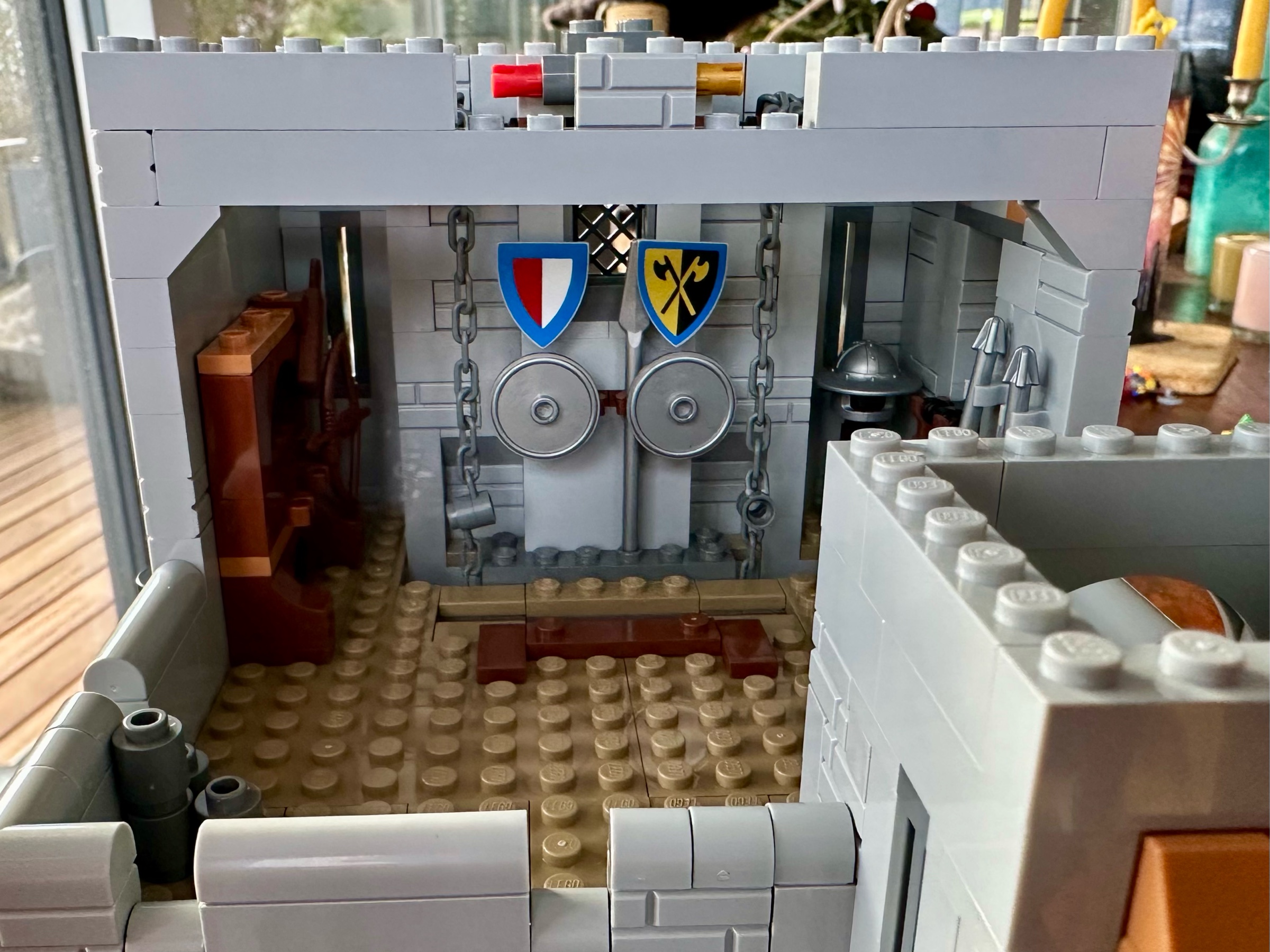 Interior view of LEGO castle armory