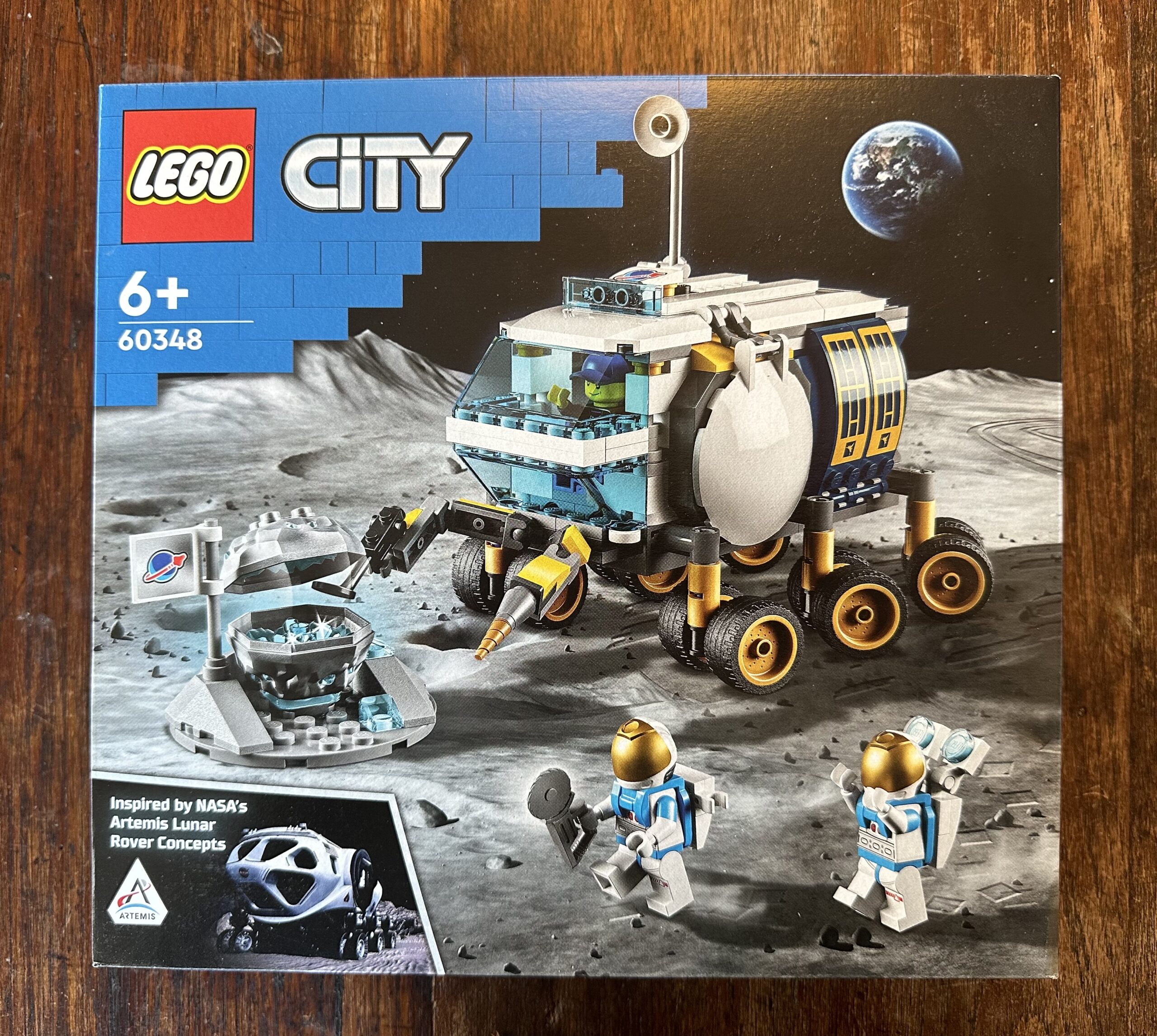 Unopened box for LEGO set 60348 Lunar Roving Vehicle. Inspired by NASA's Artemis Lunar Rover Concepts.