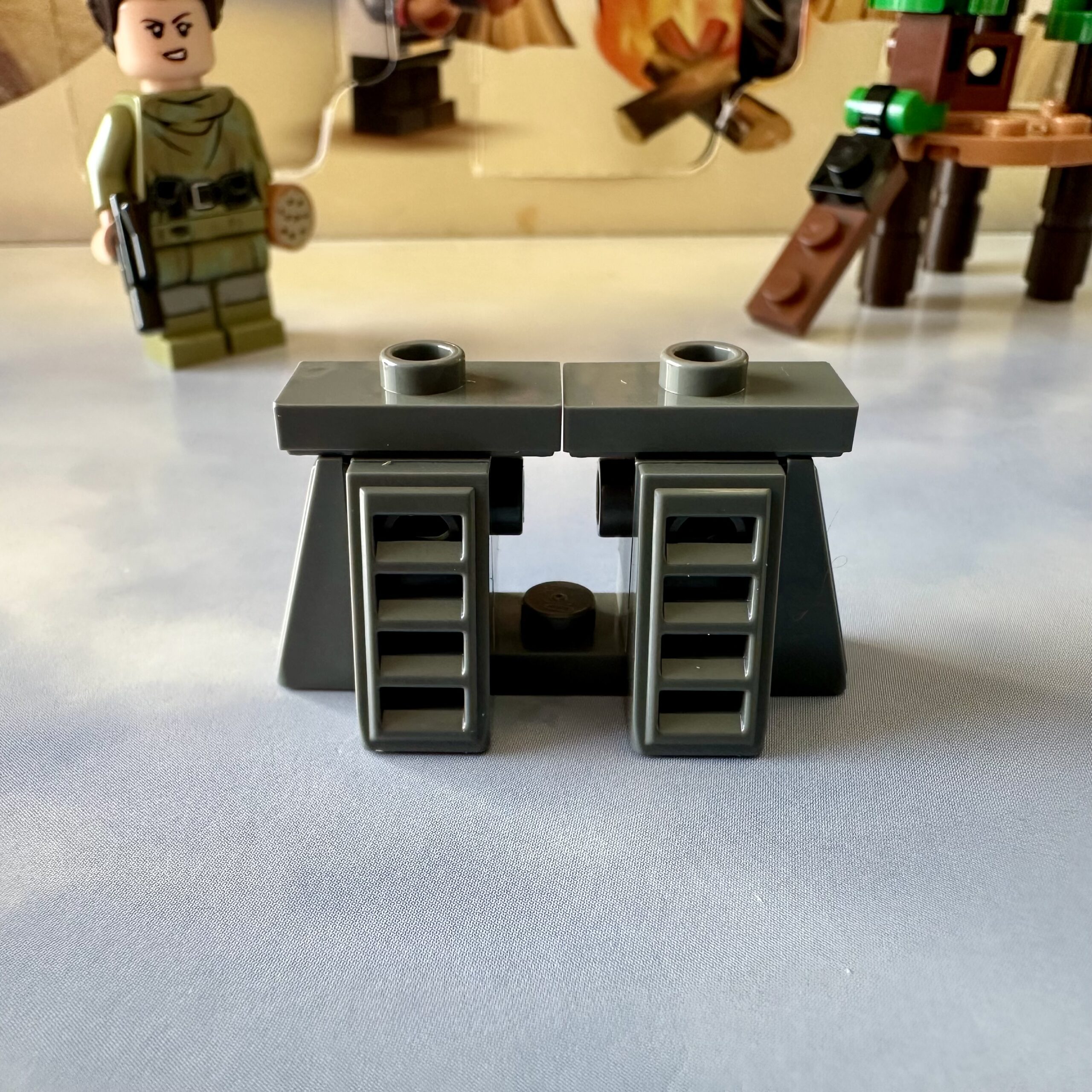 LEGO microbuild of the bunker on Endor that the rebels took over and blew up. It's just a collection of gray plates and slopes.